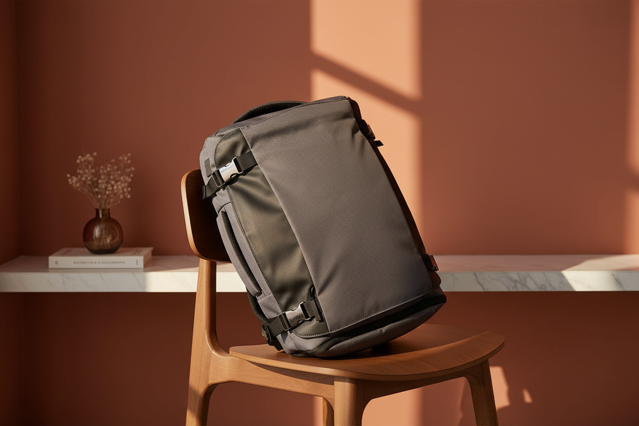 Sac à dos anthracite premium sur chaise